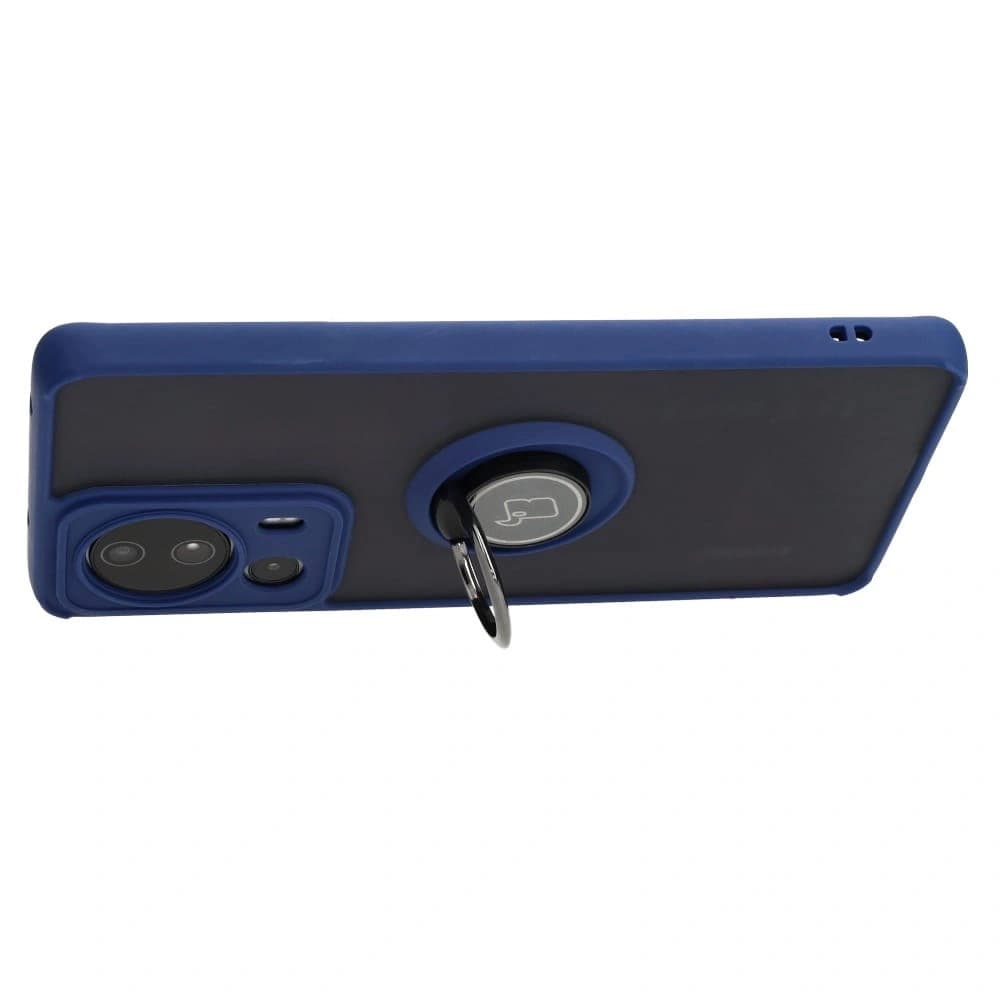 Bizon Case Hybrid Ring Xiaomi 13 Lite smoky with a navy blue frame - 5