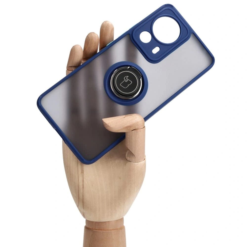 Bizon Case Hybrid Ring Xiaomi 13 Lite smoky with a navy blue frame - 6