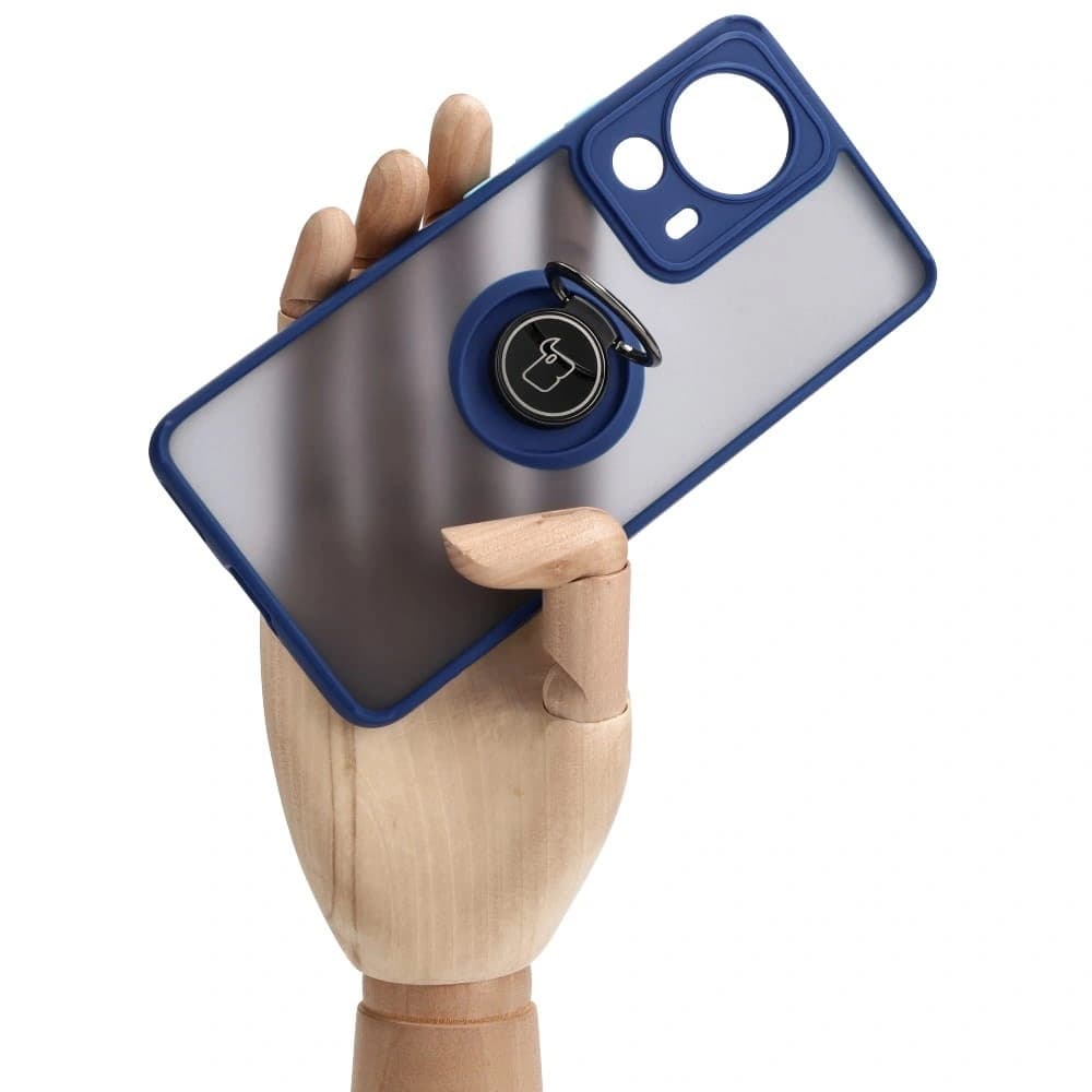 Bizon Case Hybrid Ring Xiaomi 13 Lite smoky with a navy blue frame - 7