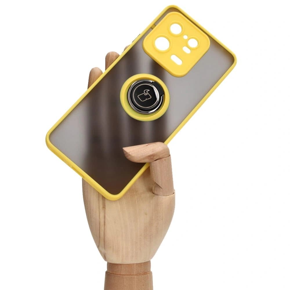 Bizon Case Hybrid Ring Xiaomi 13 Pro smoky with a yellow frame - 6