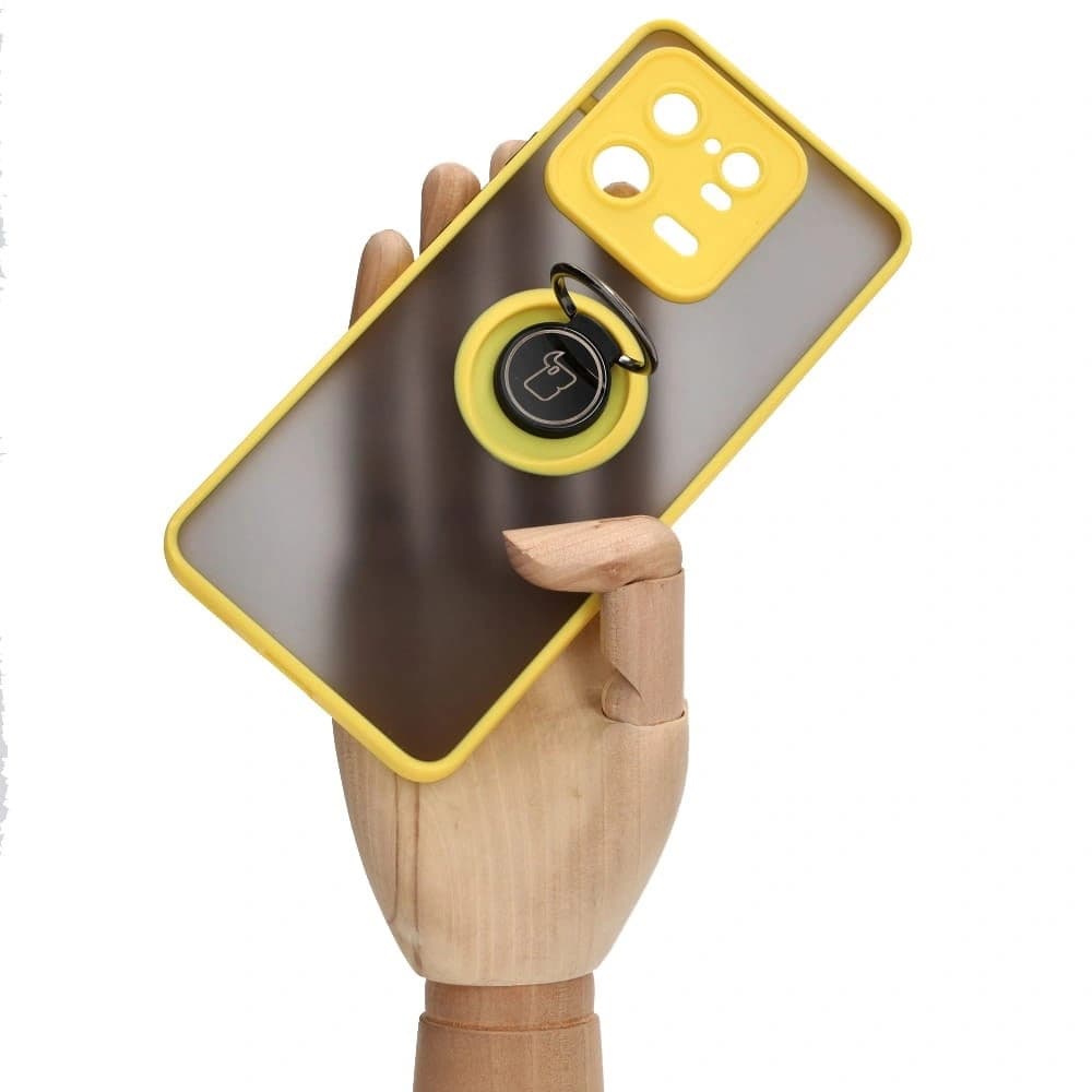Bizon Case Hybrid Ring Xiaomi 13 Pro smoky with a yellow frame - 7