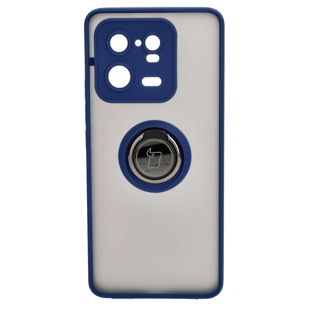 Bizon Case Hybrid Ring Xiaomi 13 Pro rauchig mit einem marineblauen Rahmen - 2