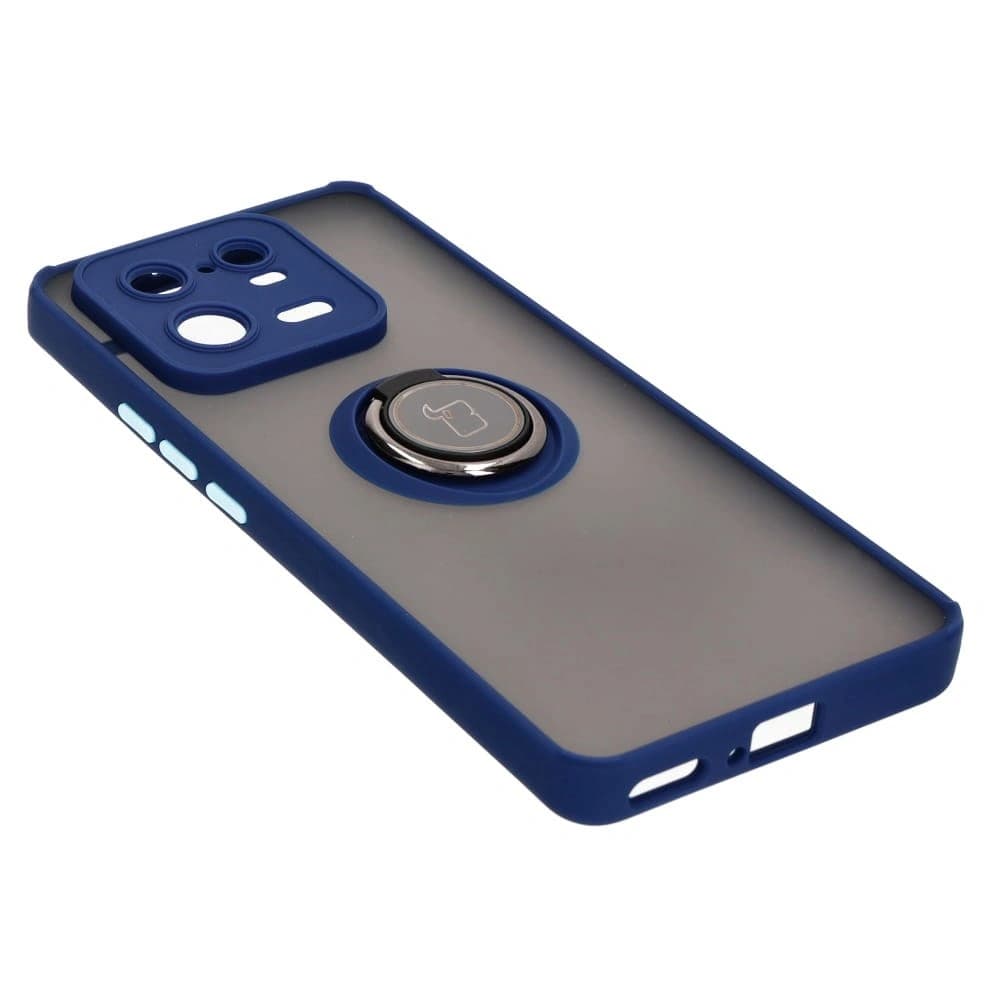 Bizon Case Hybrid Ring Xiaomi 13 Pro rauchig mit einem marineblauen Rahmen - 4