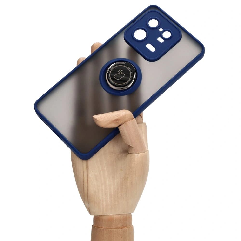 Bizon Case Hybrid Ring Xiaomi 13 Pro rauchig mit einem marineblauen Rahmen - 6
