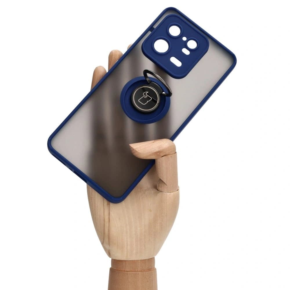 Bizon Case Hybrid Ring Xiaomi 13 Pro rauchig mit einem marineblauen Rahmen - 7
