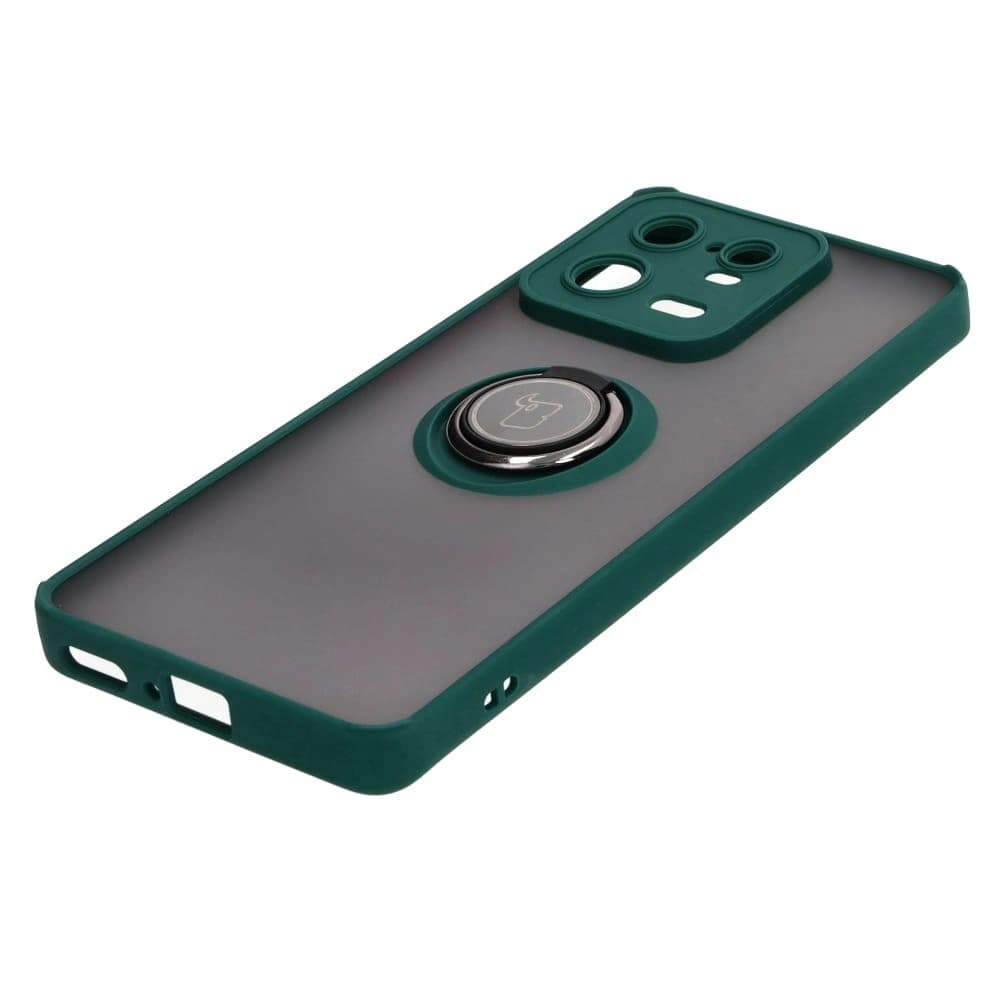 Bizon Case Hybrid Ring Xiaomi 13 Pro smoky with a dark green frame - 3
