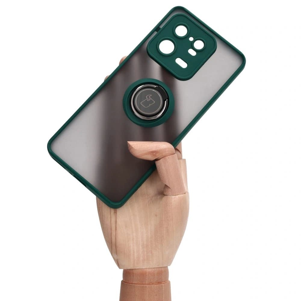 Bizon Case Hybrid Ring Xiaomi 13 Pro smoky with a dark green frame - 6