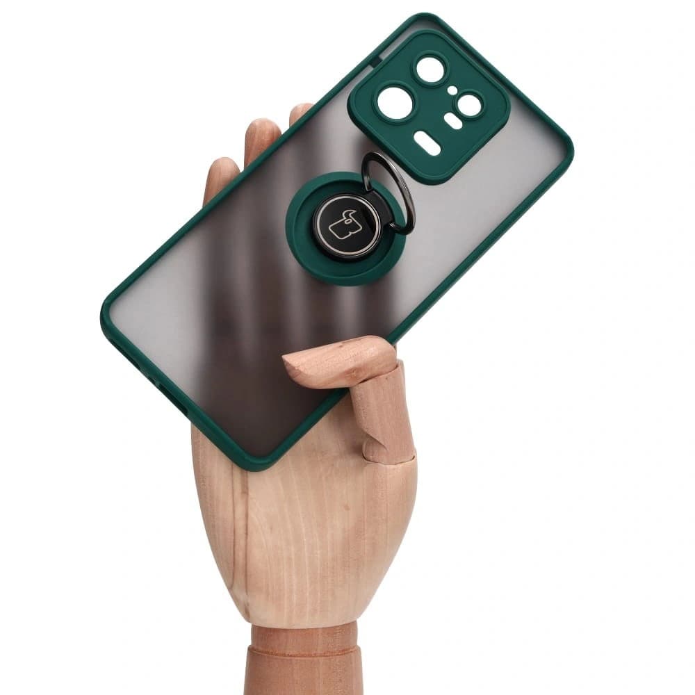 Bizon Case Hybrid Ring Xiaomi 13 Pro smoky with a dark green frame - 7