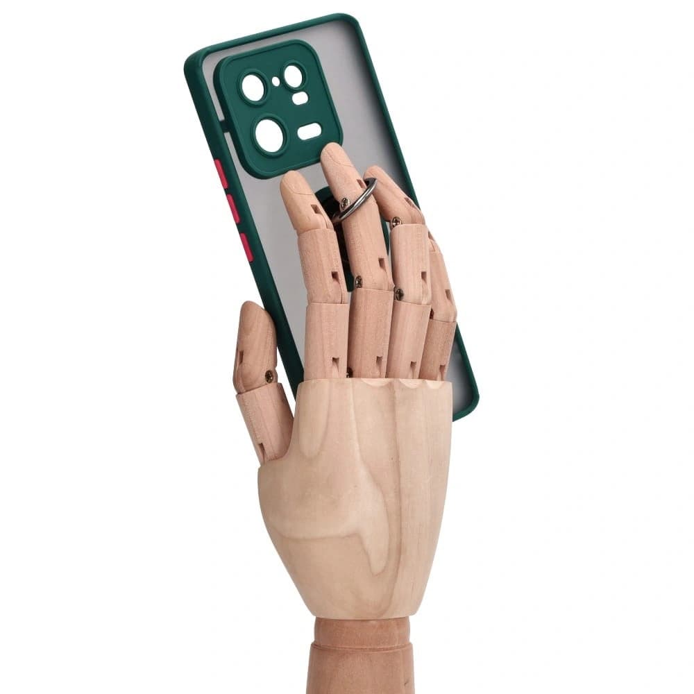 Bizon Case Hybrid Ring Xiaomi 13 Pro smoky with a dark green frame - 8