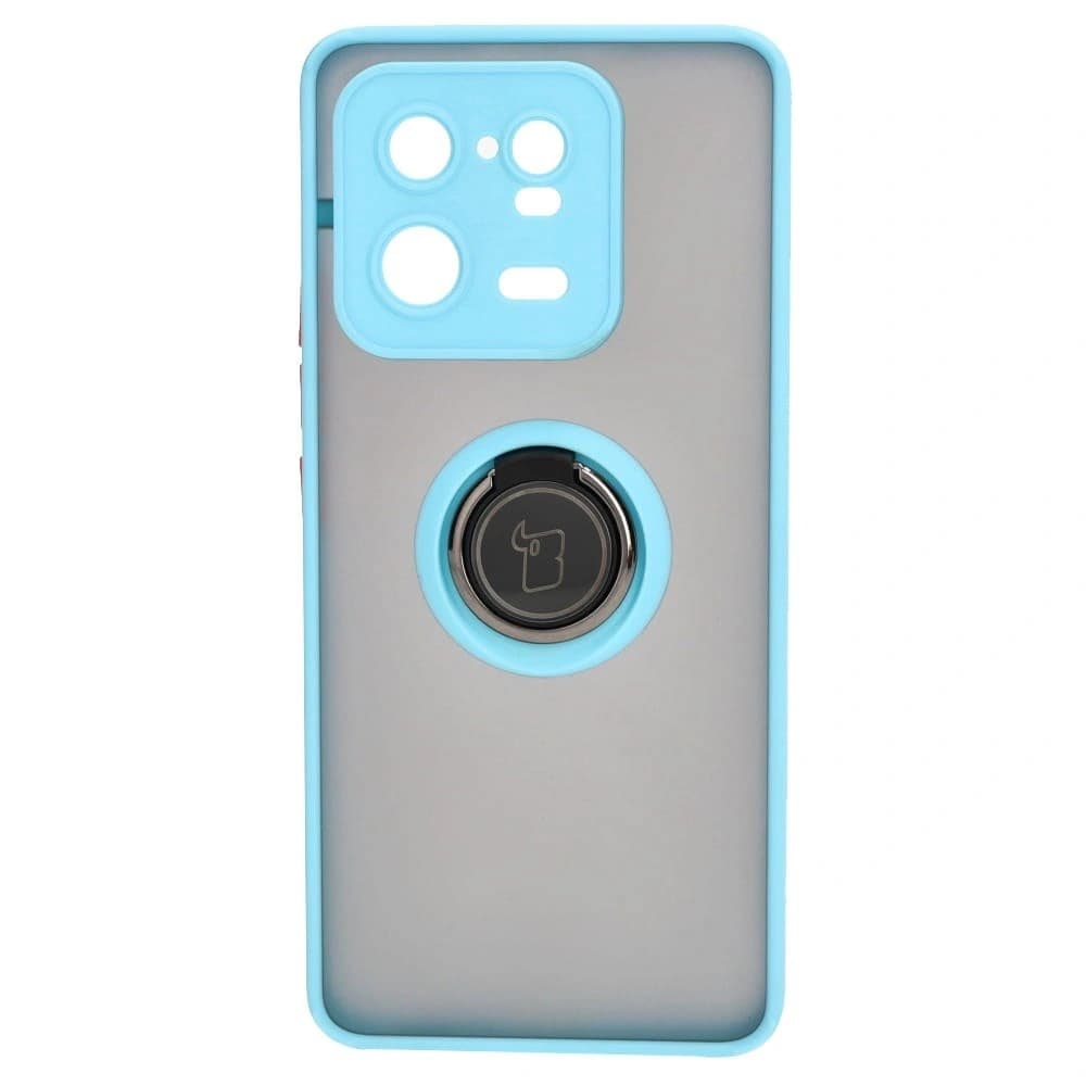 Bizon Case Hybrid Ring Xiaomi 13 Pro rauchig mit einem hellblauen Rahmen - 2
