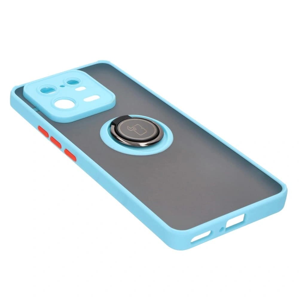 Bizon Case Hybrid Ring Xiaomi 13 Pro rauchig mit einem hellblauen Rahmen - 4