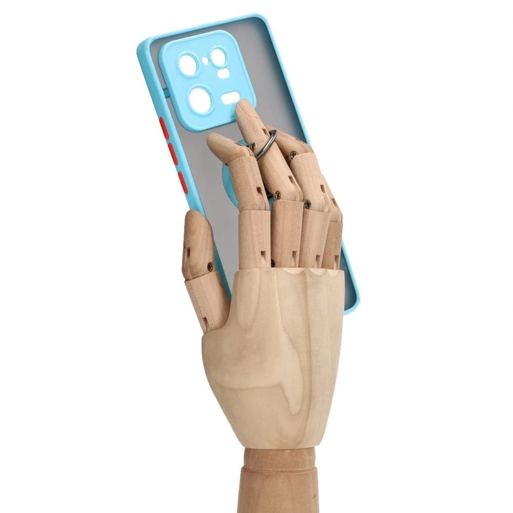 Bizon Case Hybrid Ring Xiaomi 13 Pro rauchig mit einem hellblauen Rahmen - 8