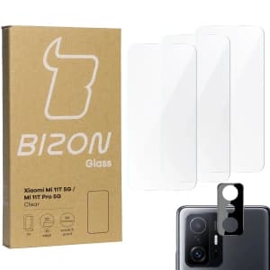 Bizon Glass Clear tempered glass - 3 pcs. + lens glass Xiaomi 11T 5G / 11T Pro 5G