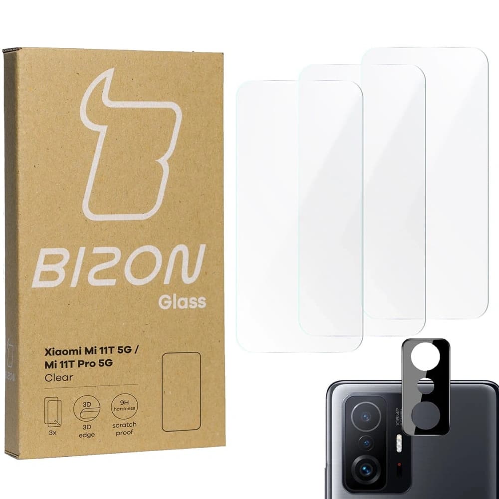 Bizon Glass Clear tempered glass - 3 pcs. + lens glass Xiaomi 11T 5G / 11T Pro 5G - 1