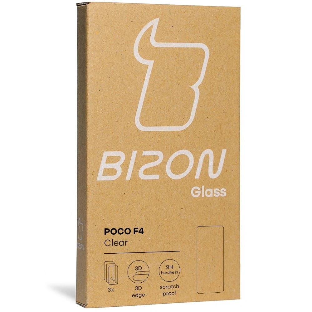 Bizon Glas Klar gehärtetes Glas - 3 Stück. + Linsenglas Xiaomi Poco F4 - 12