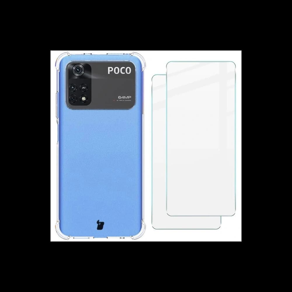 Bizon Case Clear Pack Hülle + 2x Schutzglas Xiaomi Poco M4 Pro 4G klar - 1