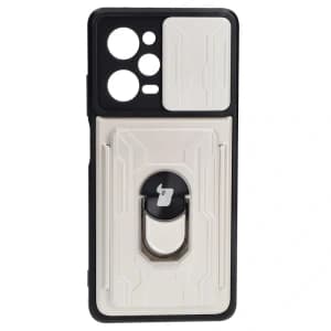 Bizon Case Camshield Card Slot Ring Xiaomi POCO X5 Pro white