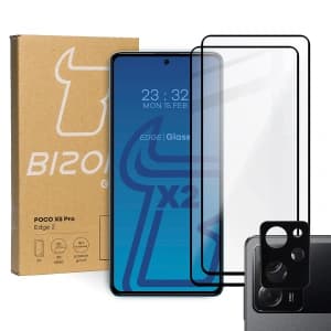 2x Screen glass + camera glass BIZON Edge 2 for Poco X5 Pro