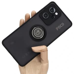 Bizon Case Hybrid Ring Xiaomi Poco X5 Pro smoky with a black frame