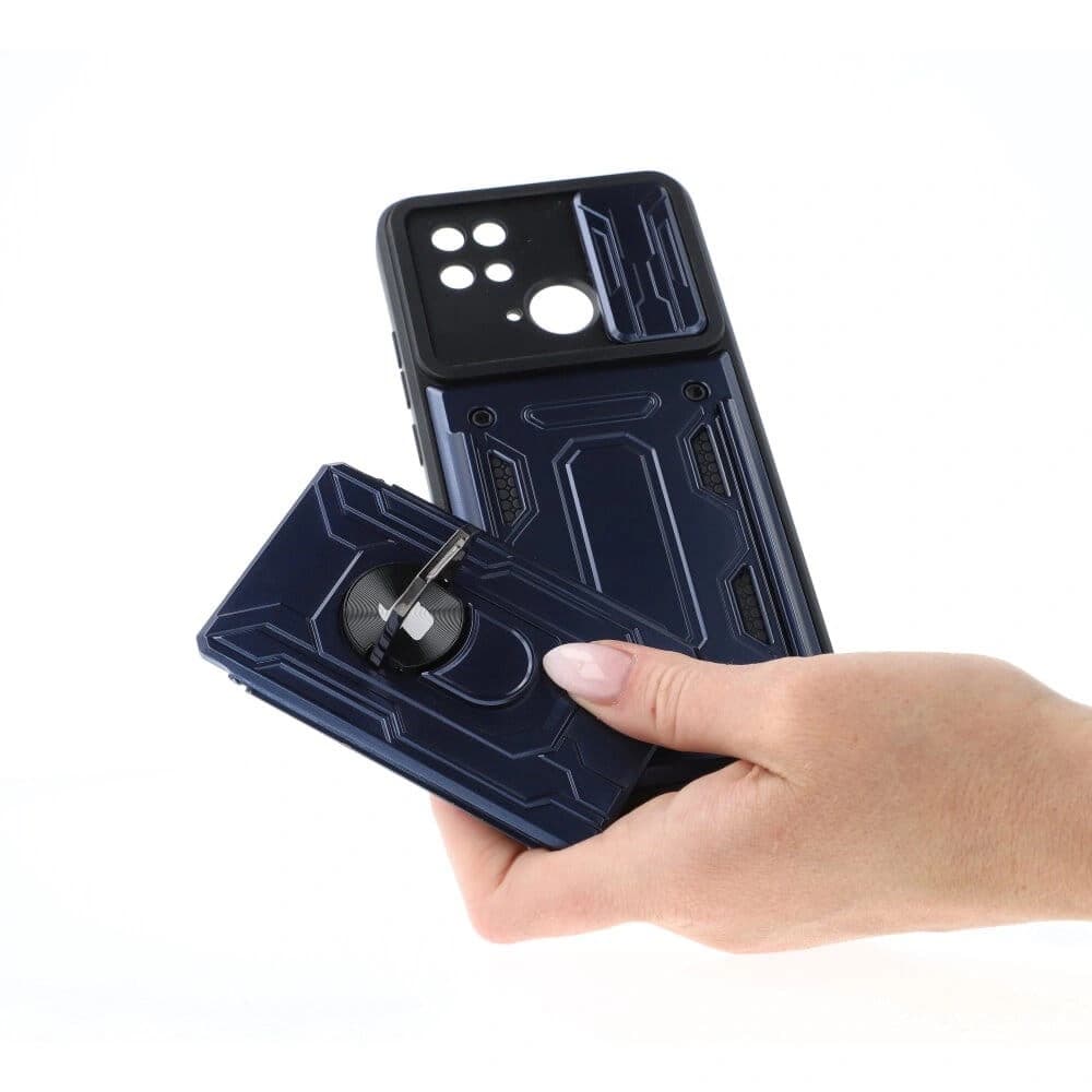 Bizon Case Camshield Card Slot Ring Xiaomi Redmi 10C navy blue - 4