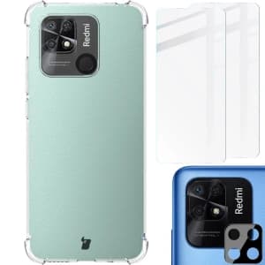 Bizon Case Clear Pack case + 2x screen glass + lens glass Xiaomi Poco C40/Redmi 10C clear