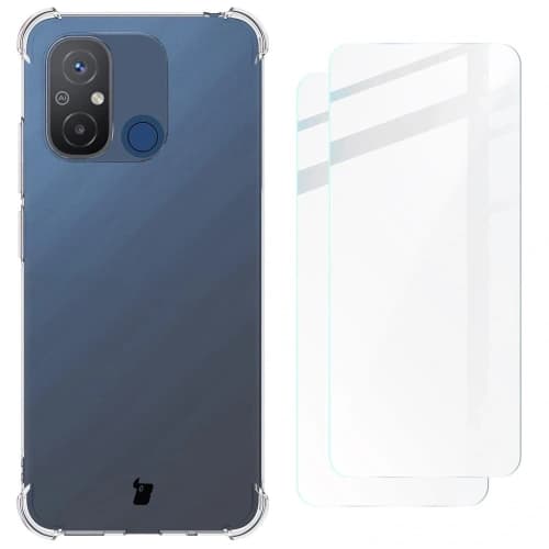 Bizon Case Clear Pack Hülle + 2x Schutzglas Xiaomi Redmi 12C klar