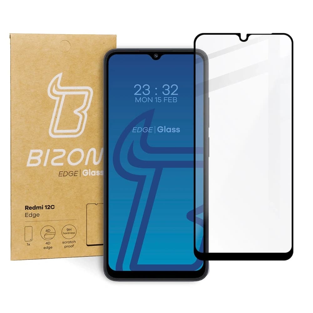 Bizon Glas Rand Redmi 12C schwarz - 1