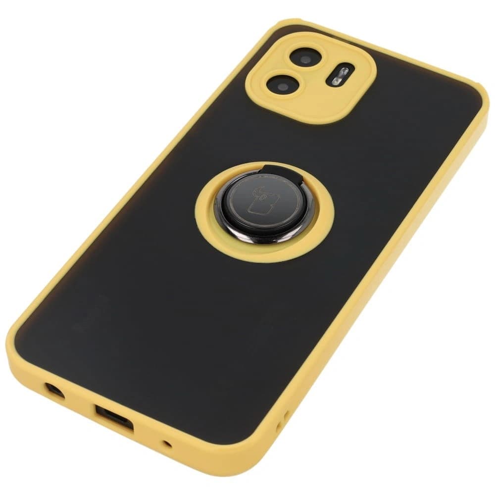 Bizon Case Hybrid Ring Xiaomi Redmi A1 rauchig mit einem gelben Rahmen - 4