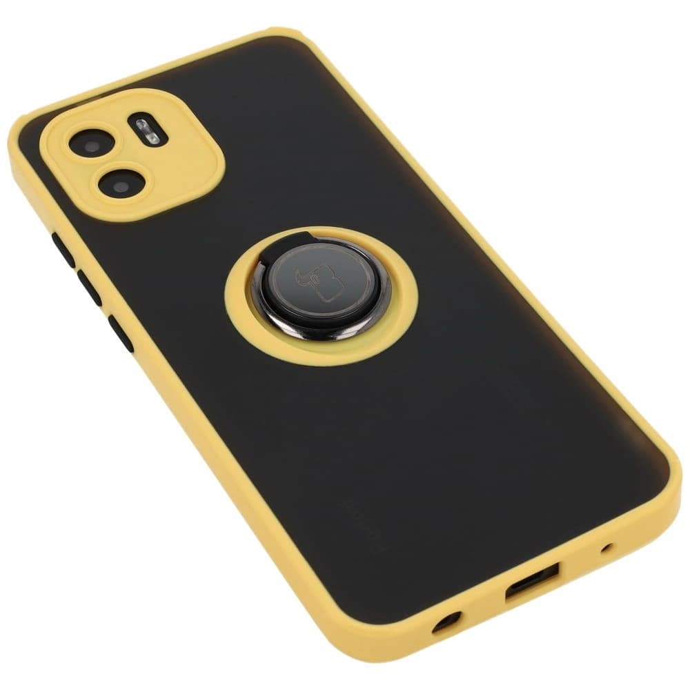 Bizon Case Hybrid Ring Xiaomi Redmi A1 rauchig mit einem gelben Rahmen - 5
