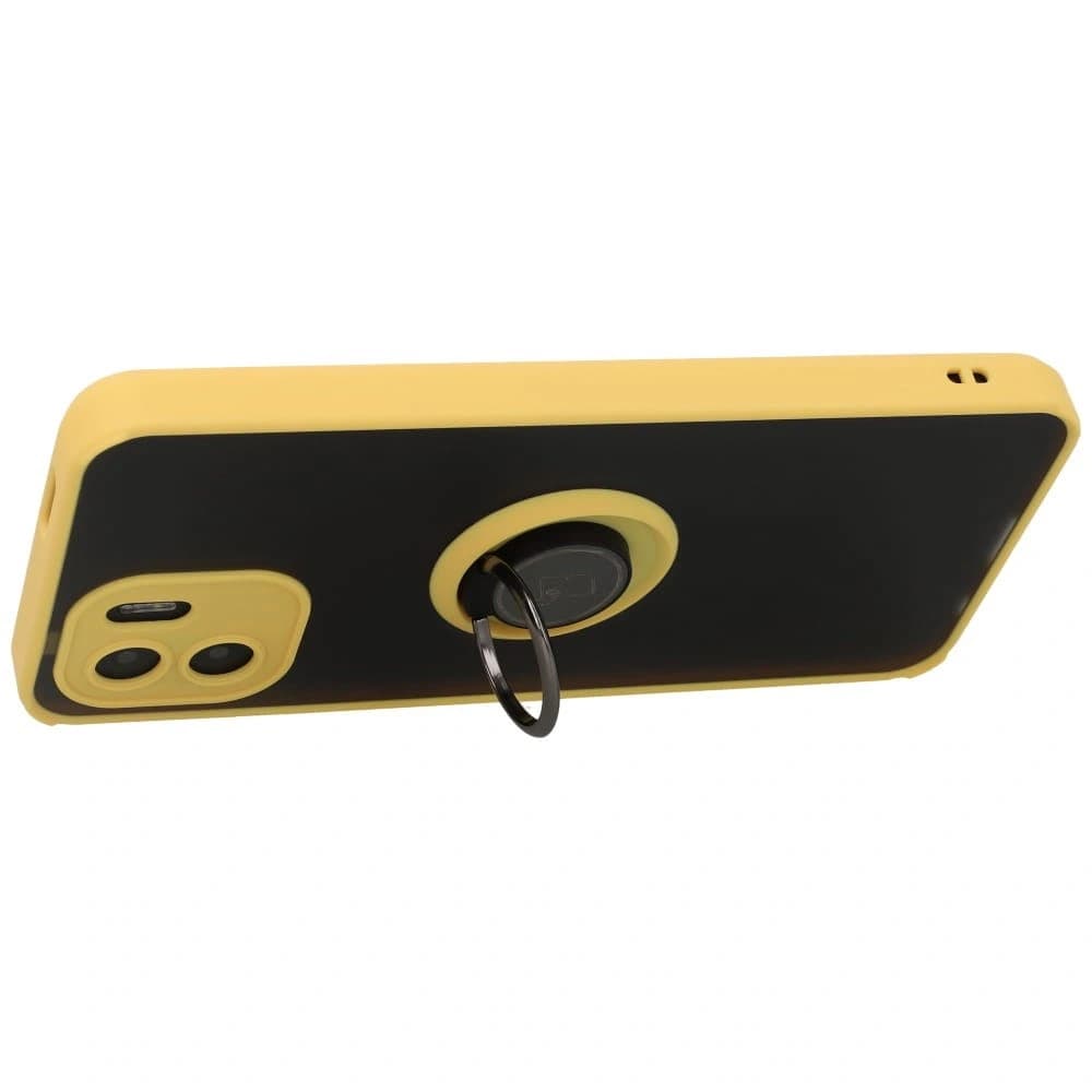Bizon Case Hybrid Ring Xiaomi Redmi A1 rauchig mit einem gelben Rahmen - 6