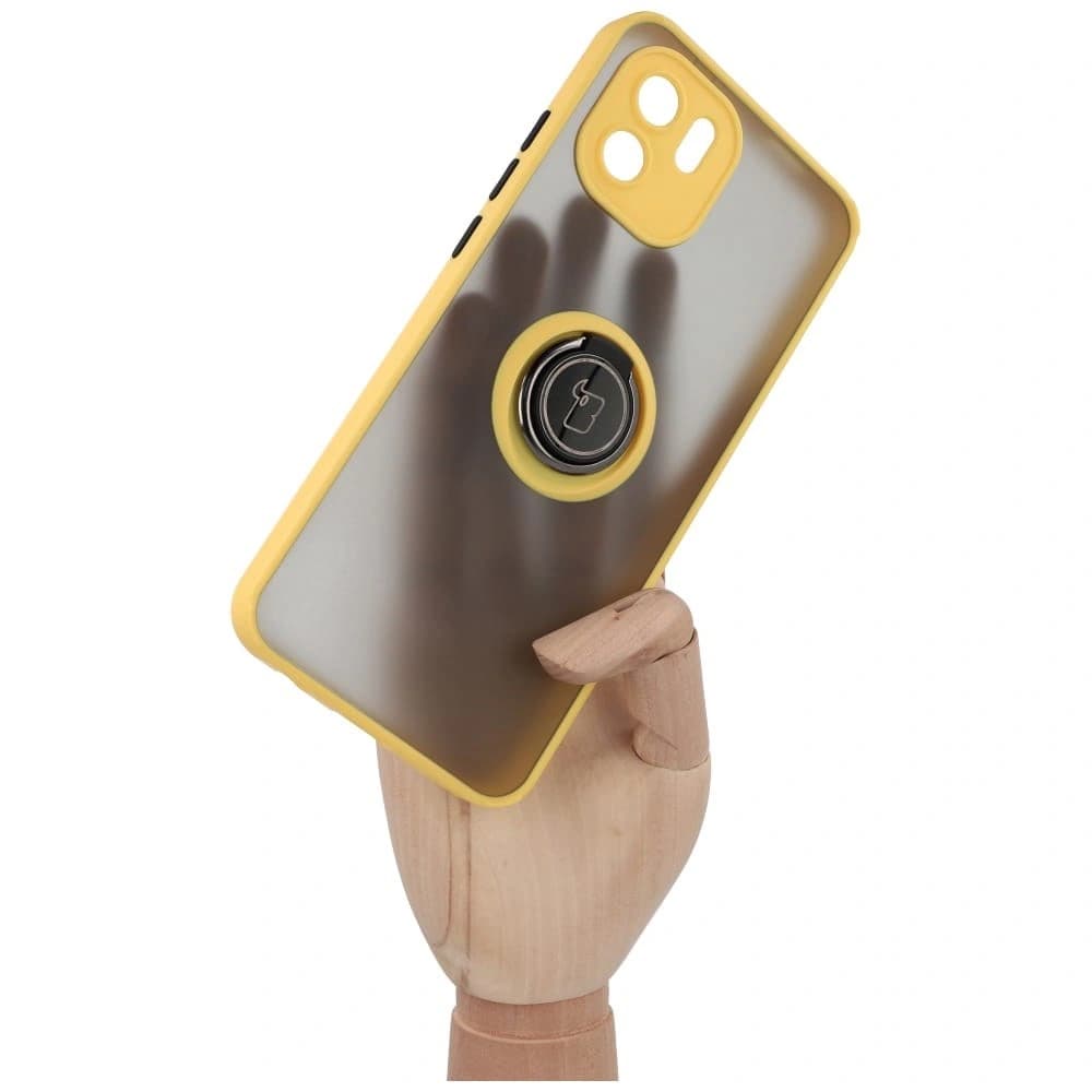 Bizon Case Hybrid Ring Xiaomi Redmi A1 rauchig mit einem gelben Rahmen - 7