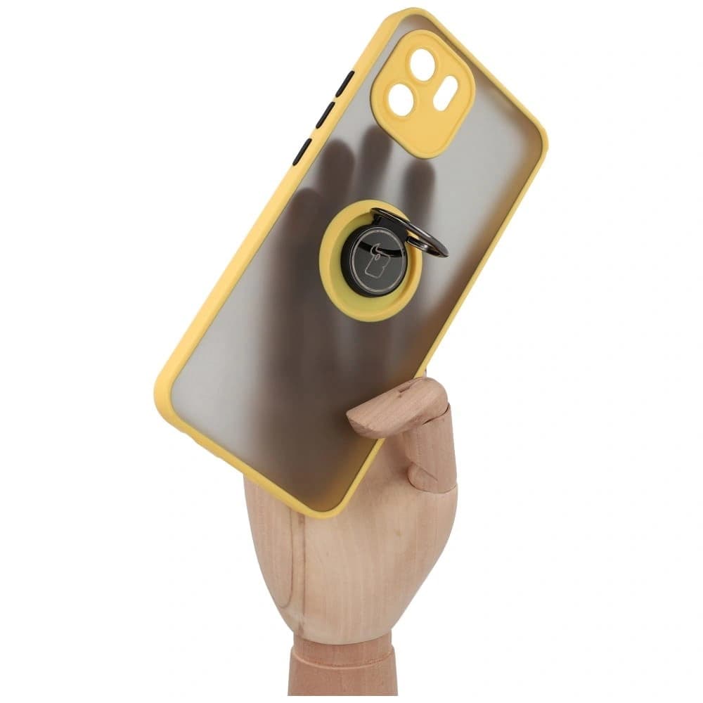 Bizon Case Hybrid Ring Xiaomi Redmi A1 rauchig mit einem gelben Rahmen - 8