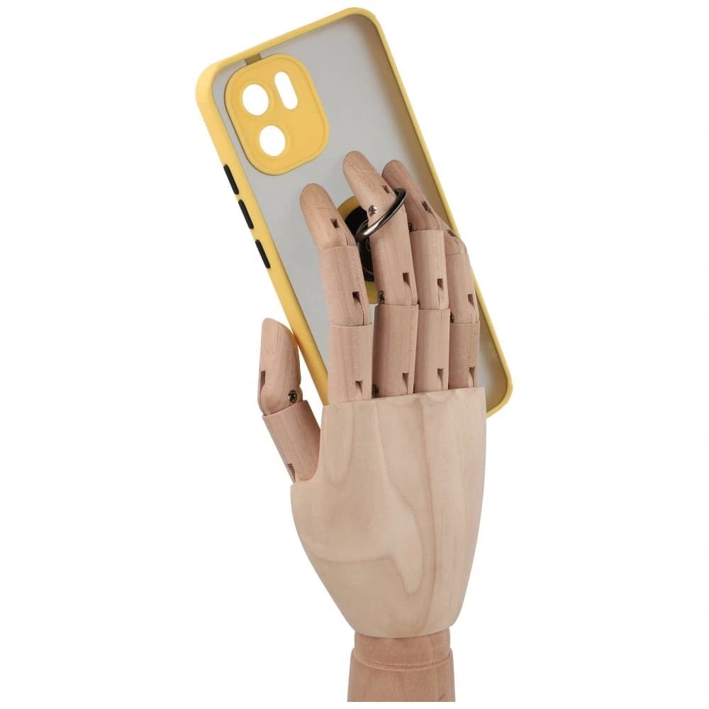 Bizon Case Hybrid Ring Xiaomi Redmi A1 rauchig mit einem gelben Rahmen - 9