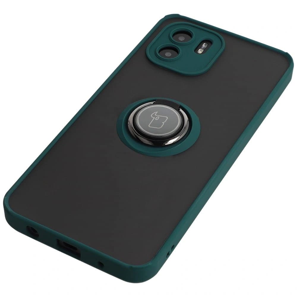 Bizon Case Hybrid Ring Xiaomi Redmi A1 rauchig mit einem dunkelgrünen Rahmen - 4
