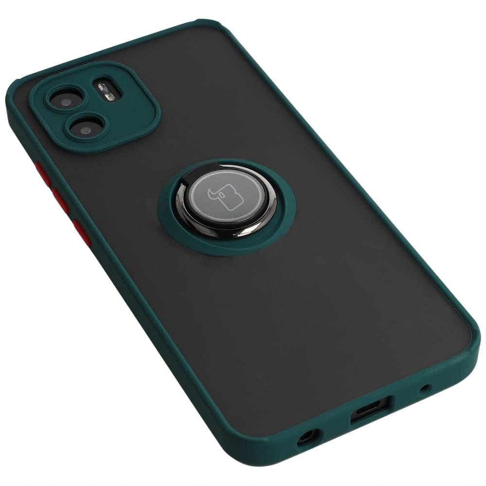 Bizon Case Hybrid Ring Xiaomi Redmi A1 rauchig mit einem dunkelgrünen Rahmen - 5