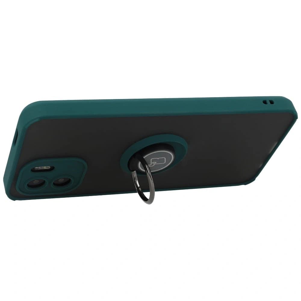 Bizon Case Hybrid Ring Xiaomi Redmi A1 rauchig mit einem dunkelgrünen Rahmen - 6
