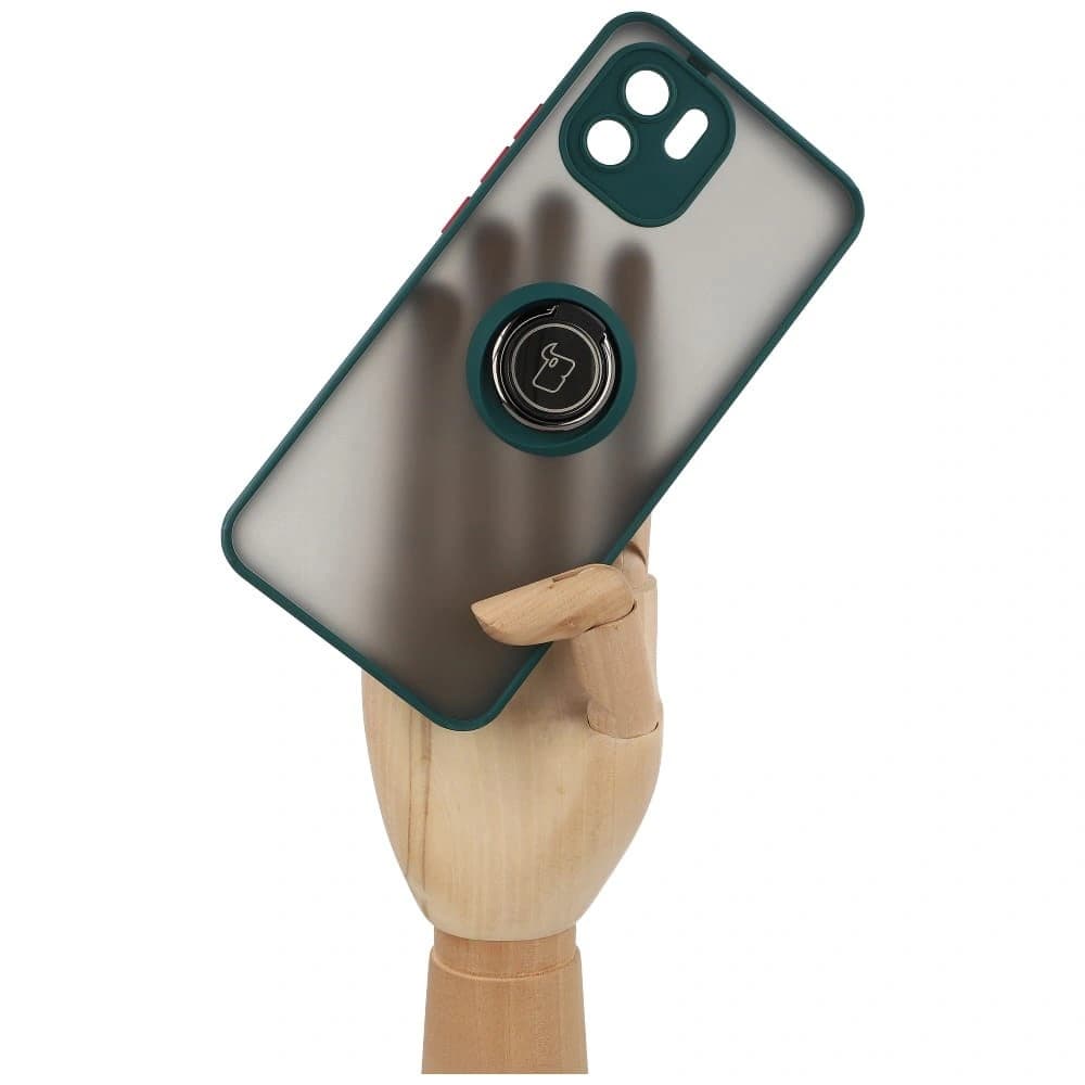 Bizon Case Hybrid Ring Xiaomi Redmi A1 rauchig mit einem dunkelgrünen Rahmen - 7