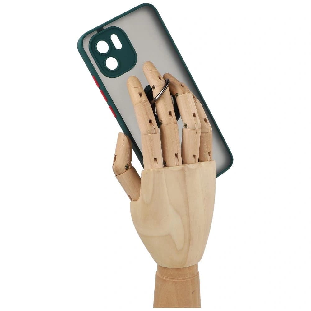 Bizon Case Hybrid Ring Xiaomi Redmi A1 rauchig mit einem dunkelgrünen Rahmen - 9