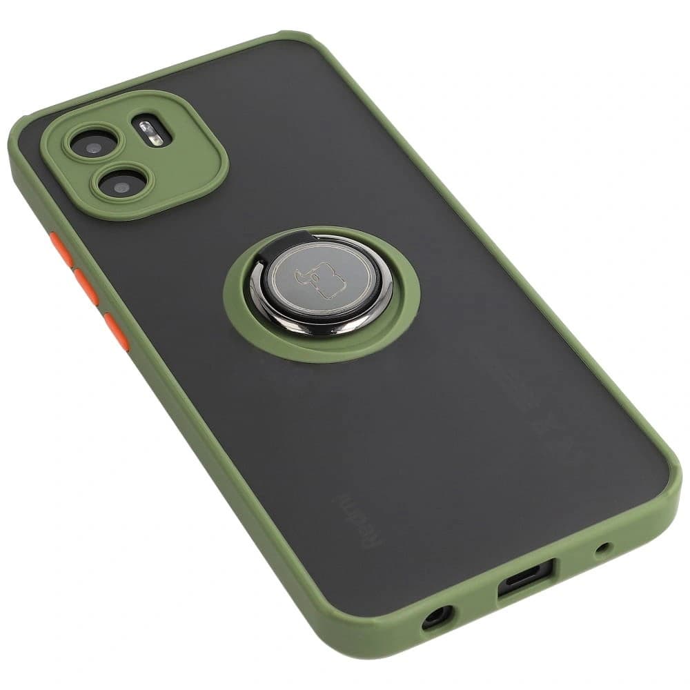 Bizon Case Hybrid Ring Xiaomi Redmi A1 rauchig mit einem grünen Rahmen - 5