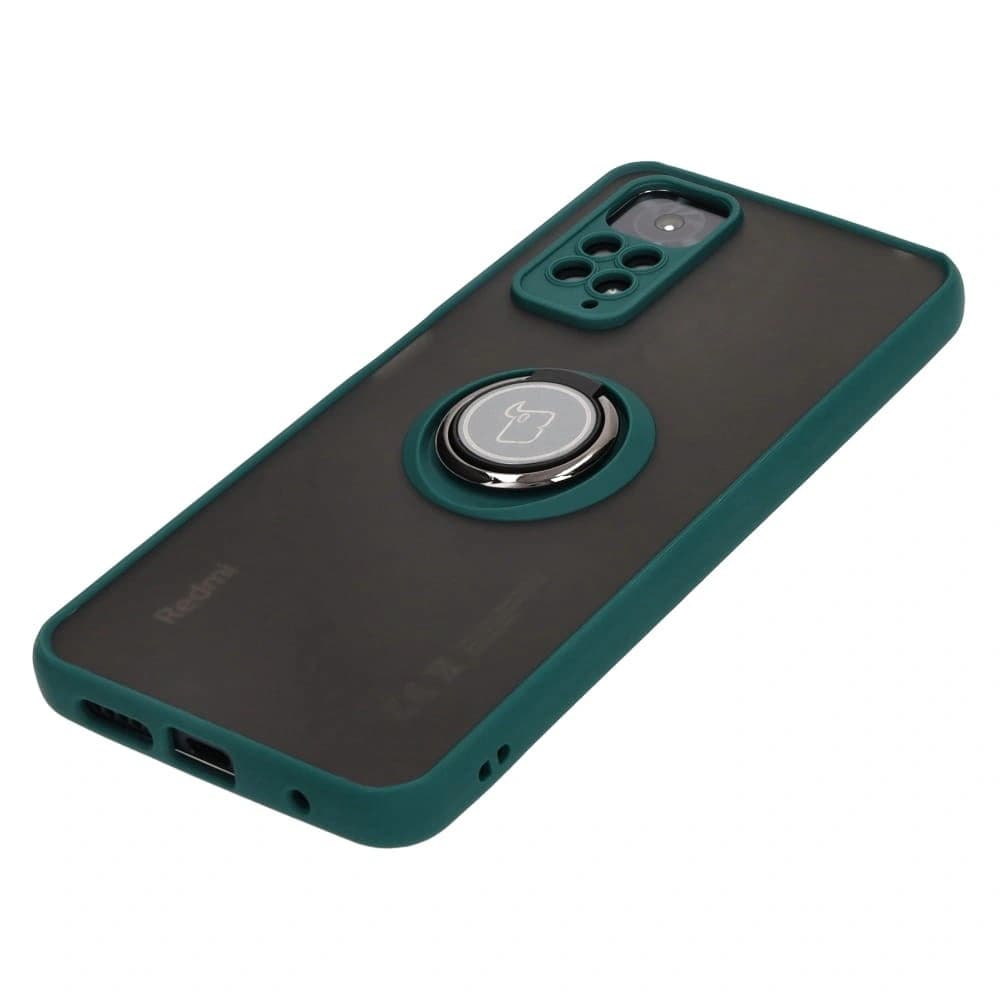 Bizon Case Hybrid Ring Xiaomi Redmi Note 11 / 11S 4G smoky with a dark green frame - 3