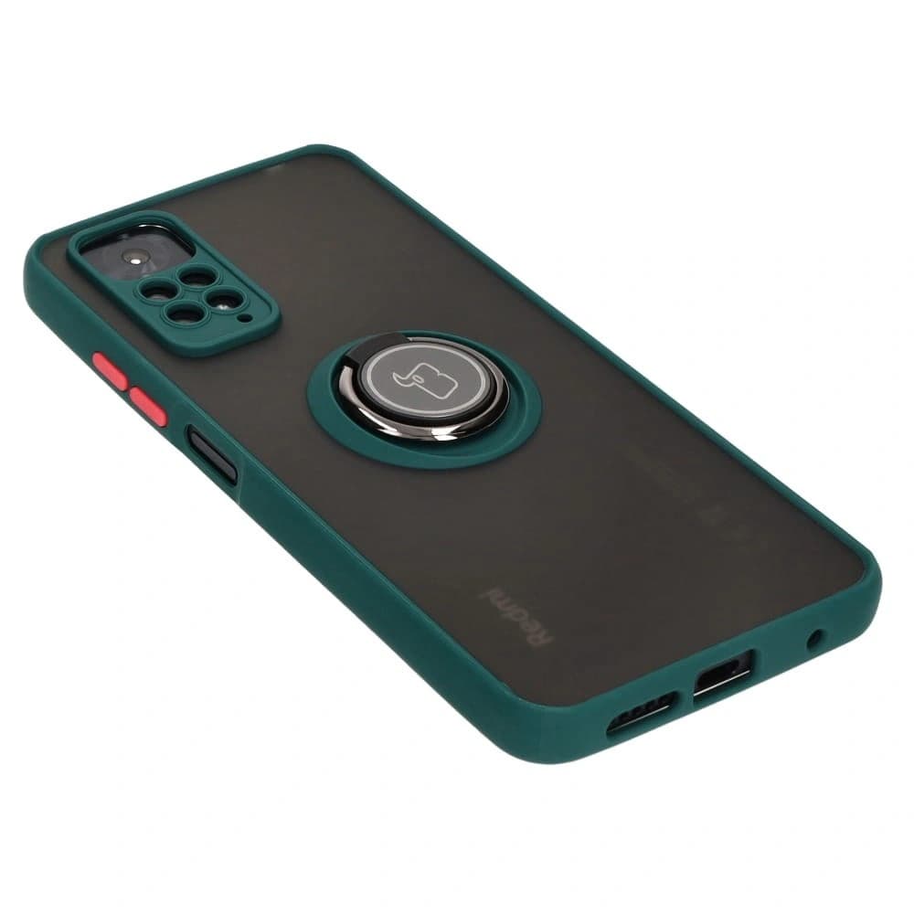 Bizon Case Hybrid Ring Xiaomi Redmi Note 11 / 11S 4G smoky with a dark green frame - 4