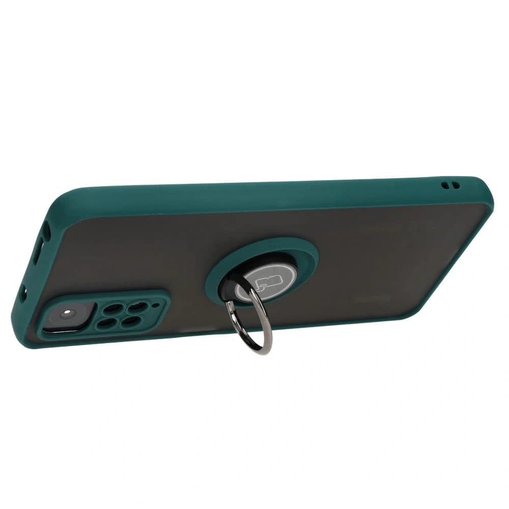 Bizon Case Hybrid Ring Xiaomi Redmi Note 11 / 11S 4G smoky with a dark green frame - 5