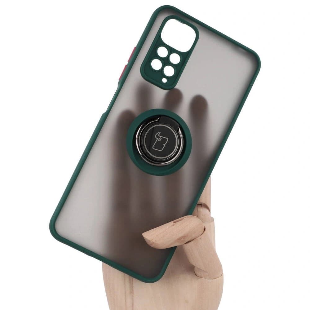 Bizon Case Hybrid Ring Xiaomi Redmi Note 11 / 11S 4G smoky with a dark green frame - 6