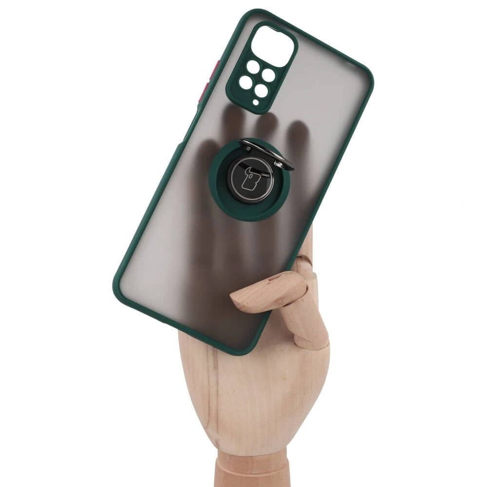 Bizon Case Hybrid Ring Xiaomi Redmi Note 11 / 11S 4G smoky with a dark green frame - 7