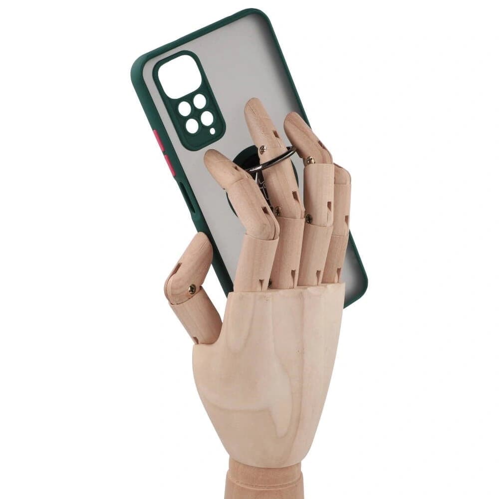 Bizon Case Hybrid Ring Xiaomi Redmi Note 11 / 11S 4G smoky with a dark green frame - 8