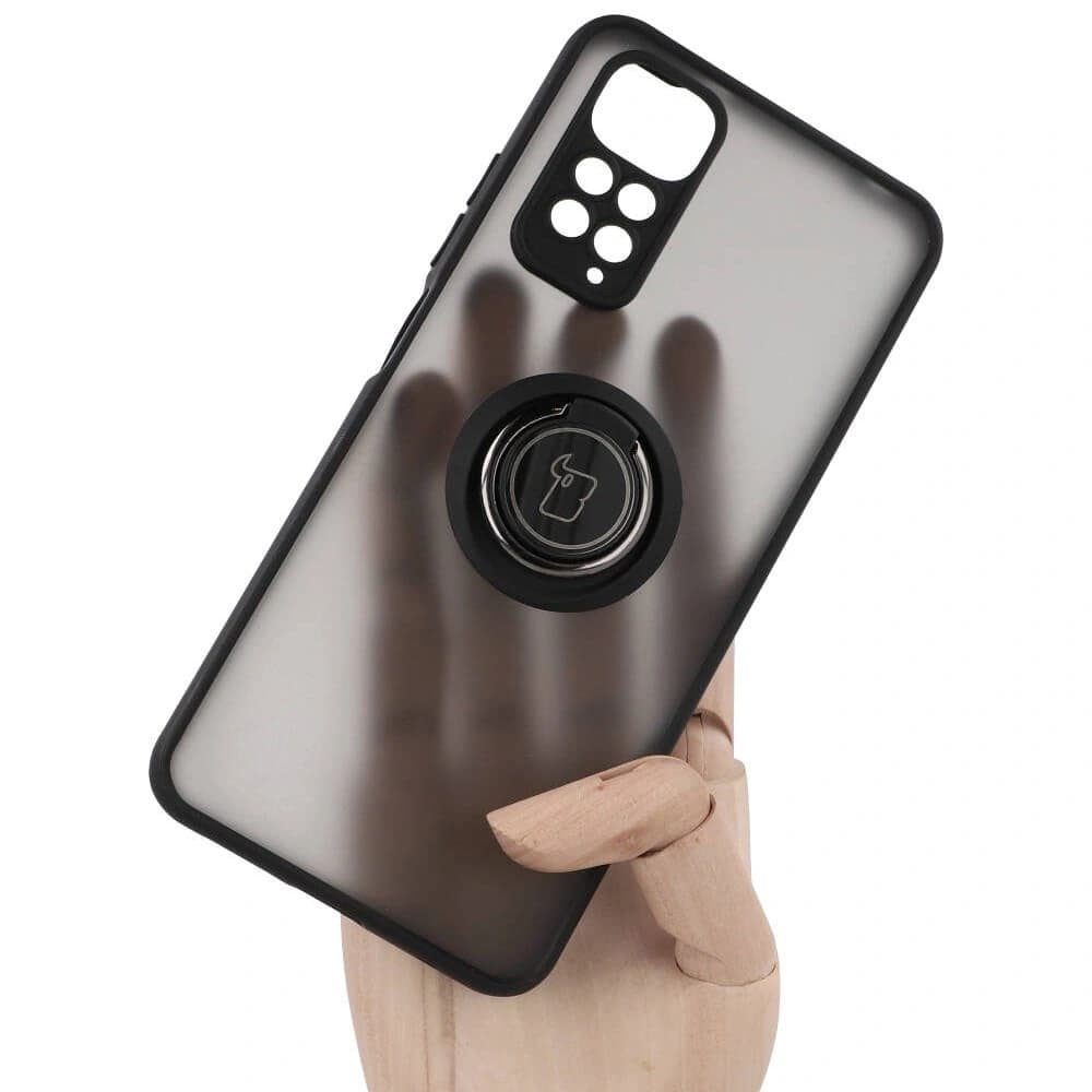 Bizon Case Hybrid Ring Xiaomi Redmi Note 11 / 11S 4G rauchig mit einem schwarzen Rahmen - 6
