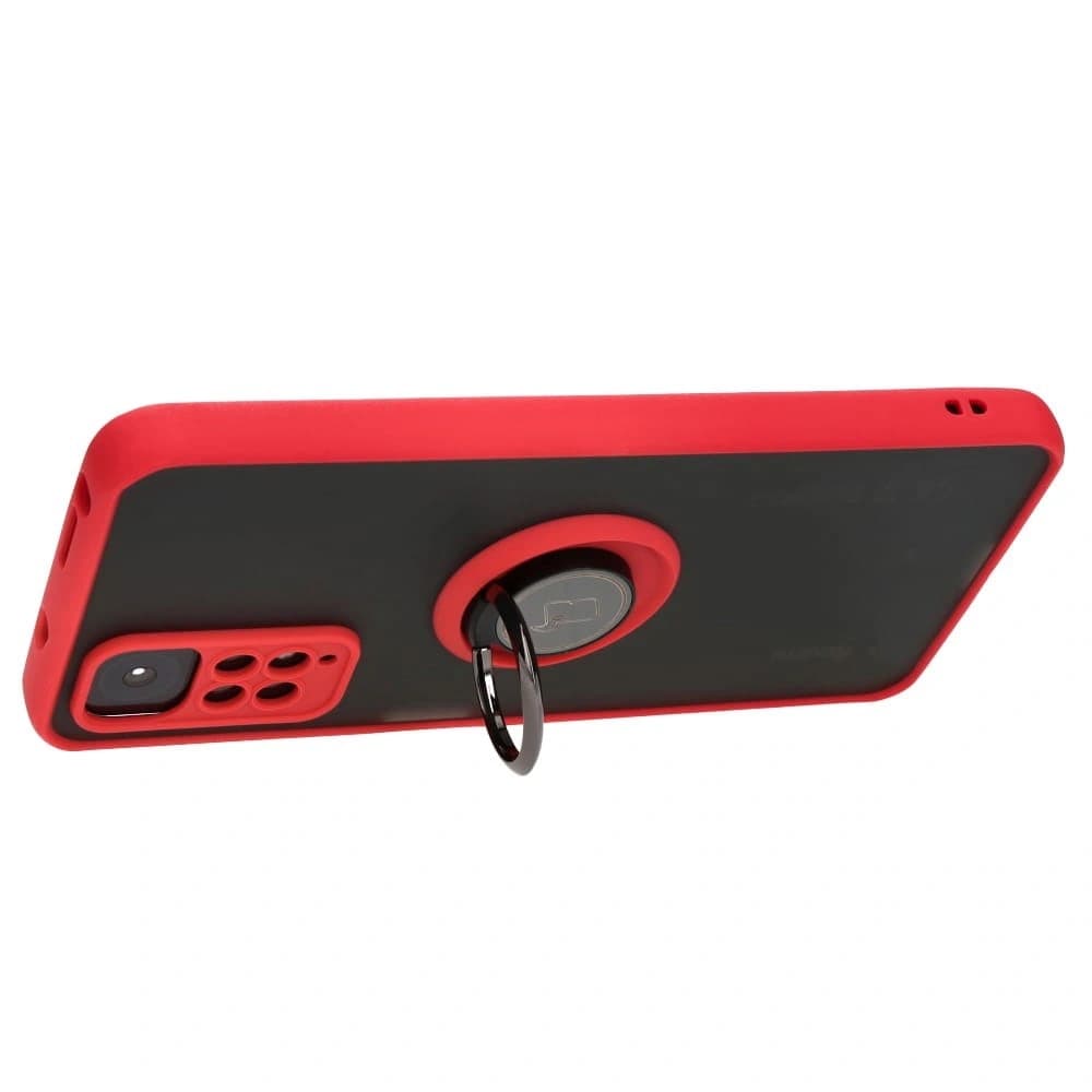 Bizon Case Hybrid Ring Xiaomi Redmi Note 11 / 11S 4G rauchig mit rotem Rahmen - 5