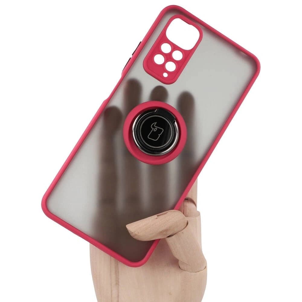 Bizon Case Hybrid Ring Xiaomi Redmi Note 11 / 11S 4G rauchig mit rotem Rahmen - 6