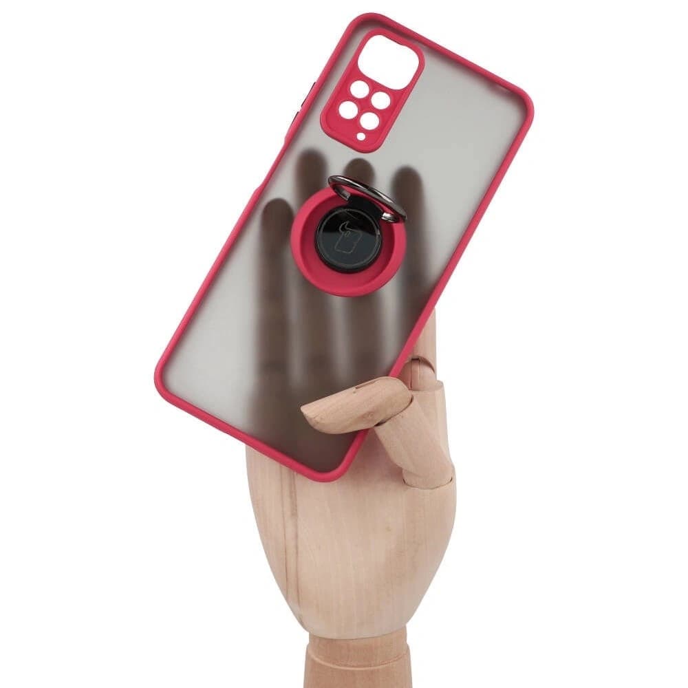 Bizon Case Hybrid Ring Xiaomi Redmi Note 11 / 11S 4G rauchig mit rotem Rahmen - 7