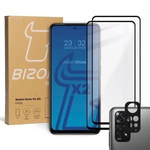 Bizon Glass Edge tempered glass - [2 PACK] + lens protection Redmi Note 11s 4G black